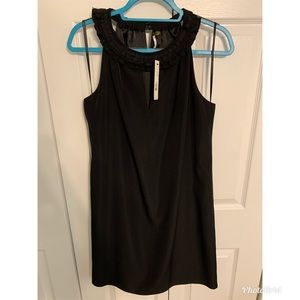 Tahari Halter Neck Sleeveless Black Mini Dress Ruffle Collar Party Cocktail‎